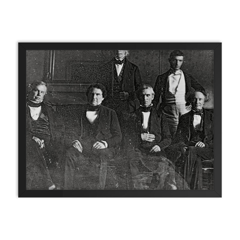 President James K. Polk and His Cabinet by John Plumbe, Jr., 1846 framed print on a plain backdrop in size 18