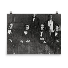 President James K. Polk and His Cabinet by John Plumbe, Jr., 1846 poster on a plain backdrop in size 8"x10".