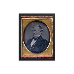 President Millard Fillmore, Circa 1850-1853 framed print on a plain backdrop in size 12"x16".
