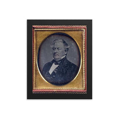 President Millard Fillmore, Circa 1850-1853 framed print on a plain backdrop in size 8"x10".
