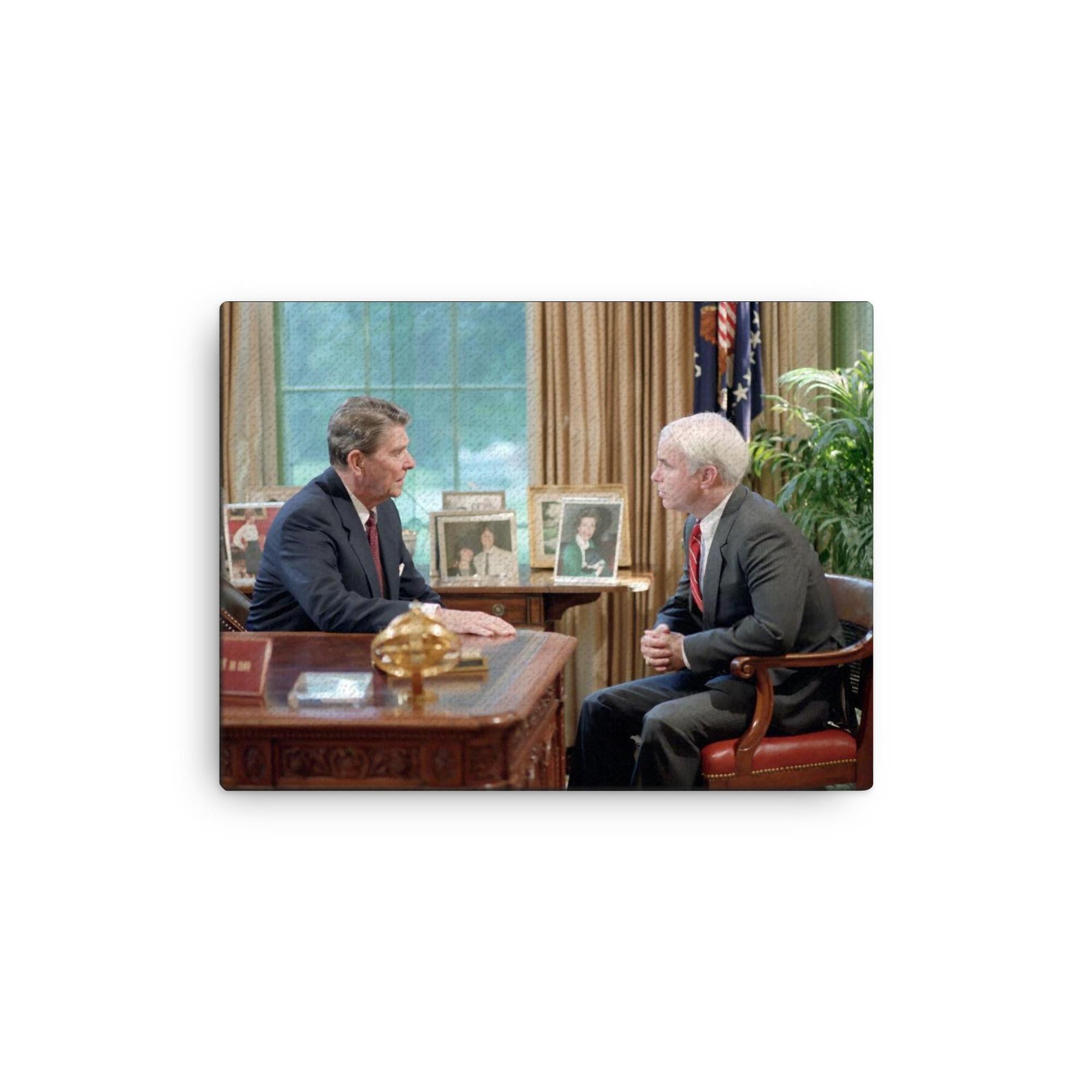 Ronald Reagan Meets John McCain Oval Office 1986 Canvas Print – Histor ...