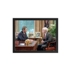 President Ronald Reagan Meets Senate Candidate John McCain in the Oval Office, 1986 framed print on a plain backdrop in size 12"x16".