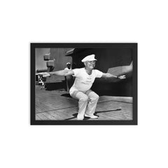 President Truman Leading Exercises on the USS Missouri, 1947 framed print on a plain backdrop in size 12"x16".