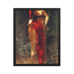 Priestess of Delphi by John Collier, 1891 framed print on a plain backdrop in size 16"x20".