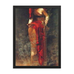 Priestess of Delphi by John Collier, 1891 framed print on a plain backdrop in size 18"x24".