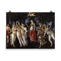 Primavera by Sandro Botticelli poster on a plain backdrop in size 8"x10".