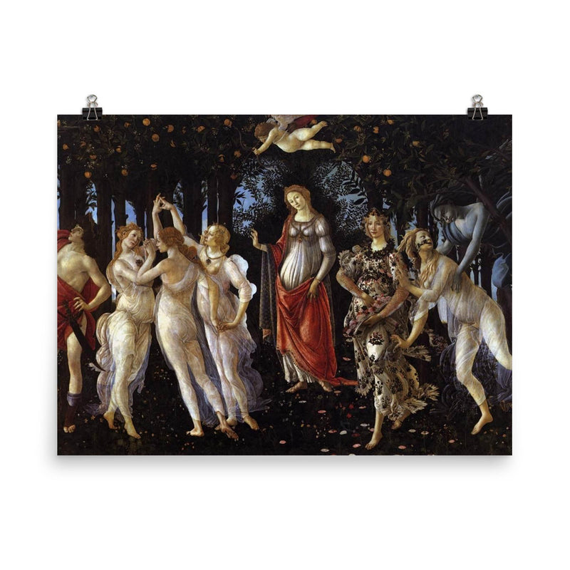 Primavera by Sandro Botticelli, late 1470s or early 1480s poster on a plain backdrop in size 8