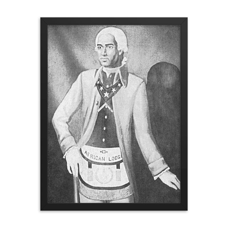 Prince Hall framed print on a plain backdrop in size 18