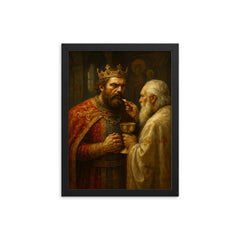 Prince Lazar before Kosovo communion framed print on a plain backdrop in size 12"x16".