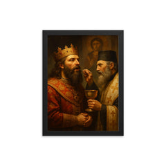 Prince Lazar before Kosovo communion framed print on a plain backdrop in size 12"x16".