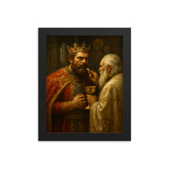Prince Lazar before Kosovo communion framed print on a plain backdrop in size 8"x10".