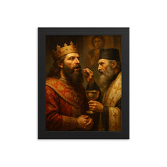 Prince Lazar before Kosovo communion framed print on a plain backdrop in size 8"x10".