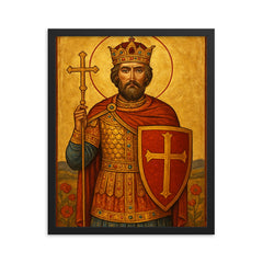 Prince Lazar Kosovo field icon framed print on a plain backdrop in size 16"x20".