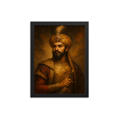 Prince Murad Baksh framed print on a plain backdrop in size 12"x16".
