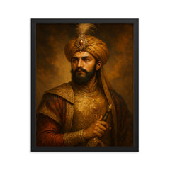 Prince Murad Baksh framed print on a plain backdrop in size 16"x20".