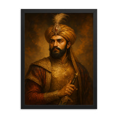 Prince Murad Baksh framed print on a plain backdrop in size 18"x24".