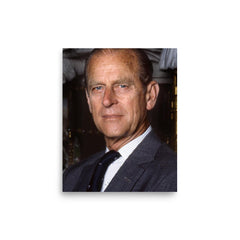 Prince Philip Duke of Edinburgh poster on a plain backdrop in size 8"x10".