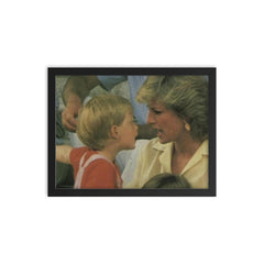 Princess Diana Losing an Argument to Her Son, 1991 framed print on a plain backdrop in size 12"x16".