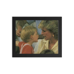 Princess Diana Losing an Argument to Her Son, 1991 framed print on a plain backdrop in size 8"x10".