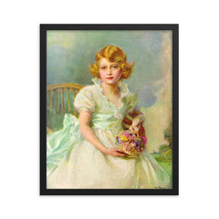 Princess Elizabeth of York by Philip Alexius de László, 1933 framed print on a plain backdrop in size 16"x20".
