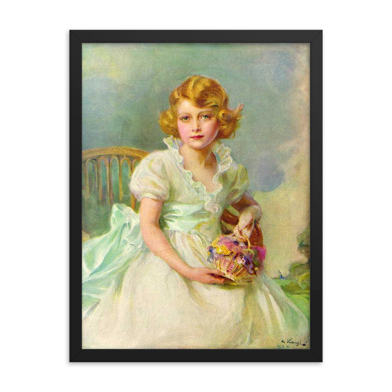 Princess Elizabeth of York by Philip Alexius de László, 1933 framed print on a plain backdrop in size 18