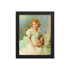 Princess Elizabeth of York by Philip Alexius de László, 1933 framed print on a plain backdrop in size 8"x10".
