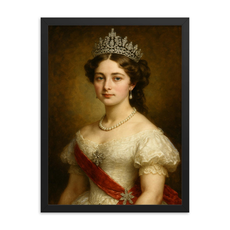 Princess Louise Caroline of Hesse Kassel framed print on a plain backdrop in size 18