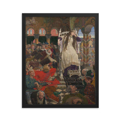 Princess Nesmeyana by Viktor Vasnetsov, 1916 framed print on a plain backdrop in size 16"x20".