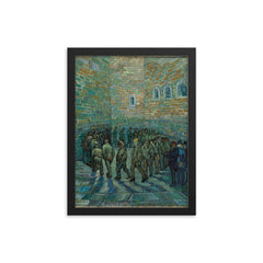 Prisoners' Round by Vincent van Gogh, 1890 framed print on a plain backdrop in size 12"x16".