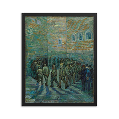 Prisoners' Round by Vincent van Gogh, 1890 framed print on a plain backdrop in size 16"x20".