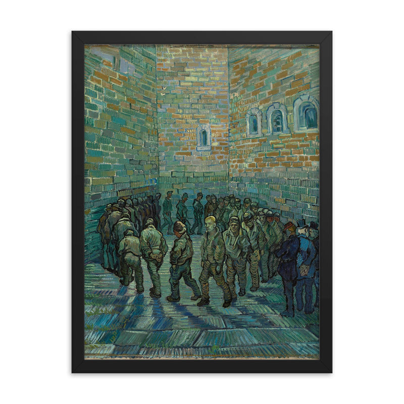 Prisoners' Round by Vincent van Gogh, 1890 framed print on a plain backdrop in size 18