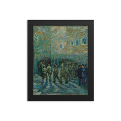 Prisoners' Round by Vincent van Gogh, 1890 framed print on a plain backdrop in size 8"x10".
