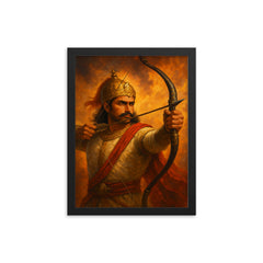 Prithviraj Chauhan drawing the final arrow framed print on a plain backdrop in size 12"x16".