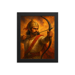 Prithviraj Chauhan drawing the final arrow framed print on a plain backdrop in size 8"x10".