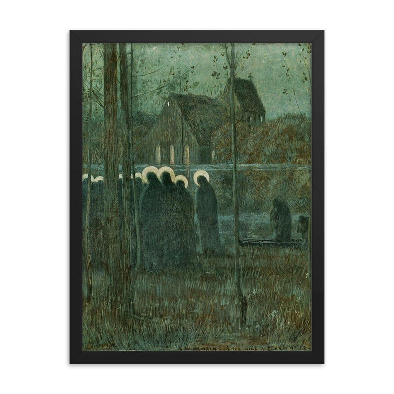 Procession of Souls by Louis Welden Hawkins framed print on a plain backdrop in size 18