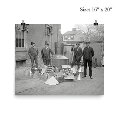 Prohibition Agents pose with a large still and equipment seized from a moonshine operation, Washington, DC 1922 poster 2