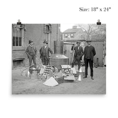 Prohibition Agents pose with a large still and equipment seized from a moonshine operation, Washington, DC 1922 poster 5