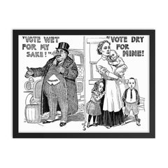 Prohibitionist Propaganda Poster, Late 1910s framed print on a plain backdrop in size 18"x24".