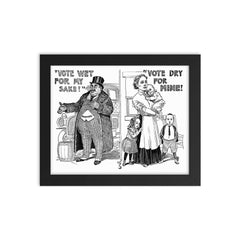 Prohibitionist Propaganda Poster, Late 1910s framed print on a plain backdrop in size 8"x10".