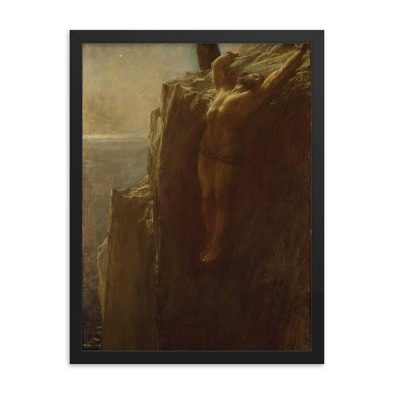 Prometheus by Briton Riviere framed print on a plain backdrop in size 18