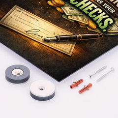 Protect your mind like it signs your paychecks metal print mockup