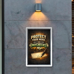 Protect your mind like it signs your paychecks poster 2