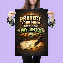 Protect your mind like it signs your paychecks poster 3