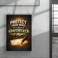 Protect your mind like it signs your paychecks poster 4