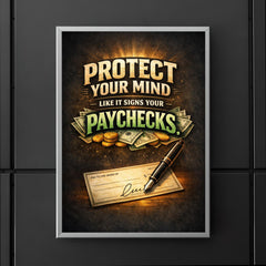 Protect your mind like it signs your paychecks poster 5
