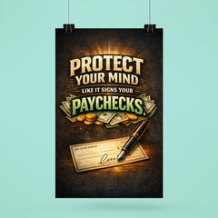 Protect your mind like it signs your paychecks poster 6
