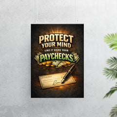 Protect your mind like it signs your paychecks poster 7
