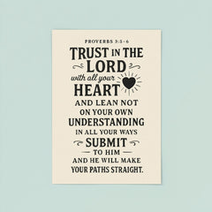 Proverbs 35 6 Trust in the LORD with all your heart and lean not on your own understanding in all your ways submit to him and he will make your paths straight poster 8
