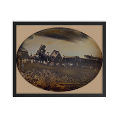 Providence and Worcester Railroad Train Wreck, Rhode Island, August 1853 framed print on a plain backdrop in size 16"x20".