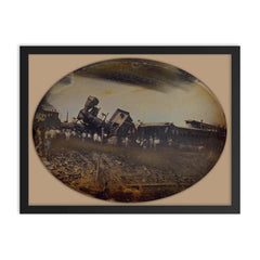 Providence and Worcester Railroad Train Wreck, Rhode Island, August 1853 framed print on a plain backdrop in size 18"x24".